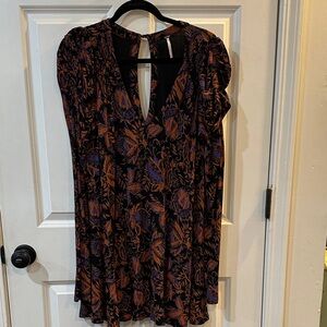 Free People Black and Purple Floral Mini Dress